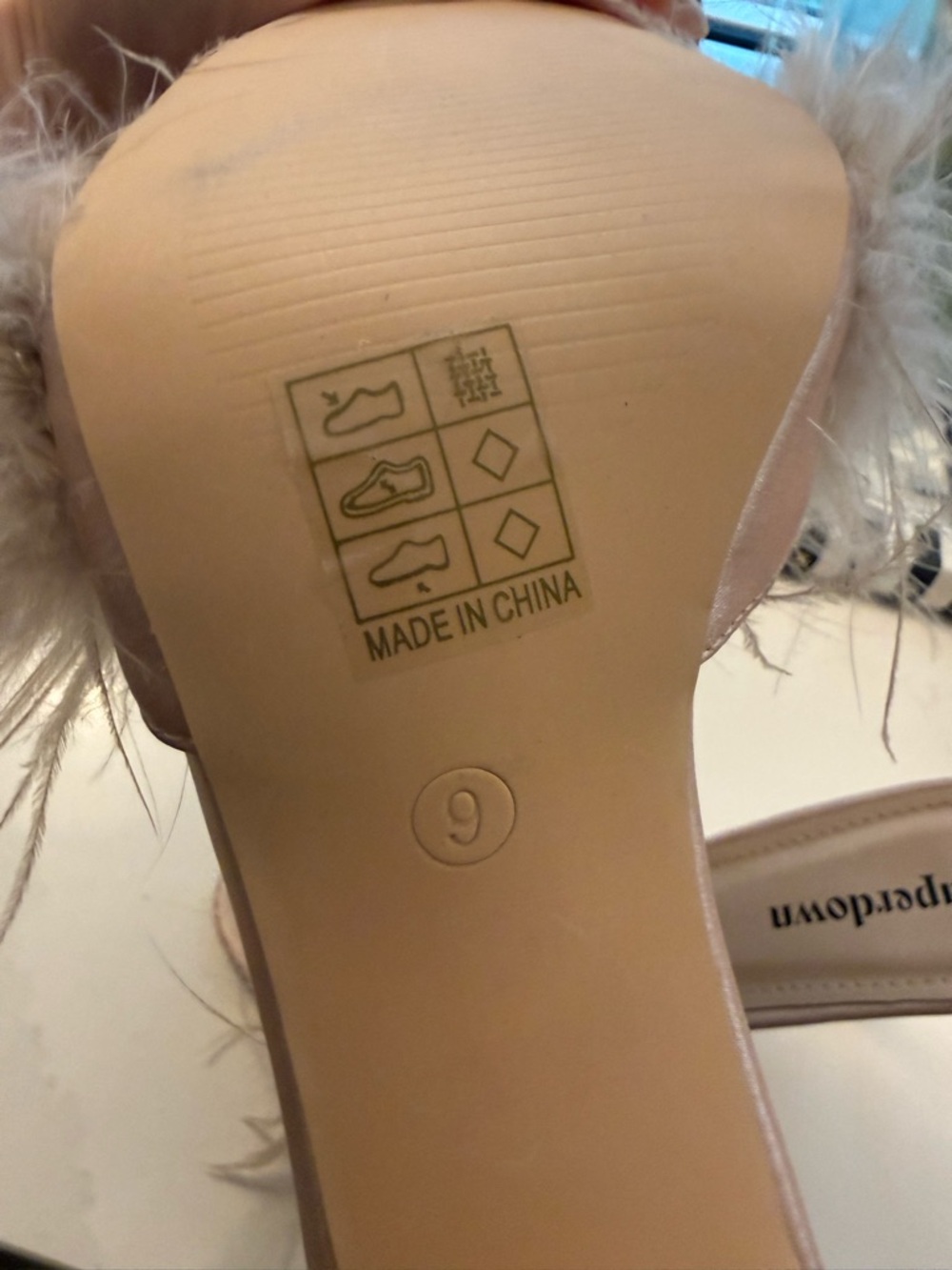 superdown Beige Feather Trim Stiletto Mules - Picture 3 of 3